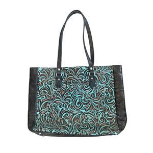 Patricia Nash Solaro Turquoise Tooled Leather Tote